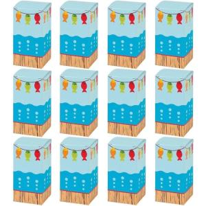 Fun Express Mini Little Fisherman Favor Boxes – 2″ x 4″ (12 Pcs.) – Decorative Cardboard Treat Boxes – Perfect for Birthday Parties, Baby Showers & Fishing-Themed Events