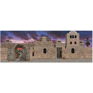 Fun Express Nativity Scene Backdrop 18 Ft x 6 Ft – Large Bethlehem Cityscape Background for Christmas Pageant, Church Plays & Holiday Events | 6-Piece Plastic Wall Mural Set for Stage Design