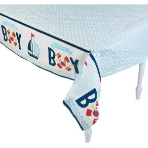 Fun Express Nautical Boy Baby Shower Plastic Tablecloth – Party Supplies – 1 Piece