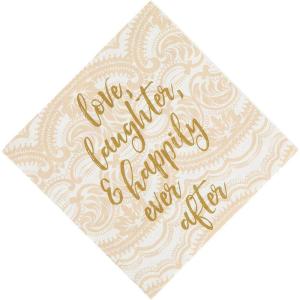 Fun Express Rustic Wedding Lunch Paper Napkins – Thick Decorative Dinner Napkins – Perfect for Bridal Brunches, Bridal Showers, Rustic Wedding Happily Ever After Luncheon Napkins – 16 Pieces