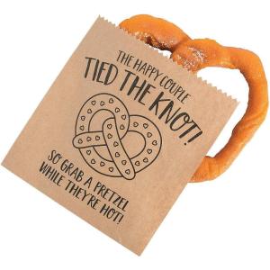 Fun Express Tied The Knot Soft Pretzel Bags (6.5″ x 7.5″) – Perfect for Wedding Favor and Reception Party Supplies – (Bulk 50 pack)