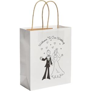 Happy Couple Kraft Paper Wedding Gift Bags 1 Dozen