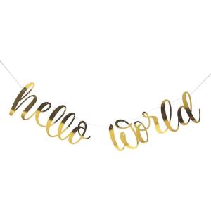 Hello World Hanging Baby Shower Banner (7 feet long) Party Decor