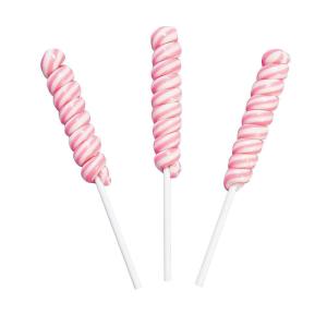 Pink Mini Twisty Lollipops – Unicorn Horn Party Candy, Gender reveal, Girls Baby Shower Nostalgic Candy, Suckers, 24 Pieces, Individually Wrapped, Pink