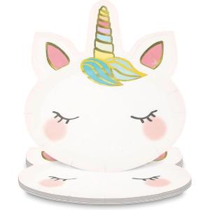 Talking Tables We Heart Unicorns Face-Shaped Paper Dinner Plates – 9″ (Pack of 8) – Perfect for Kids’ Birthday Parties, Baby Showers, and More