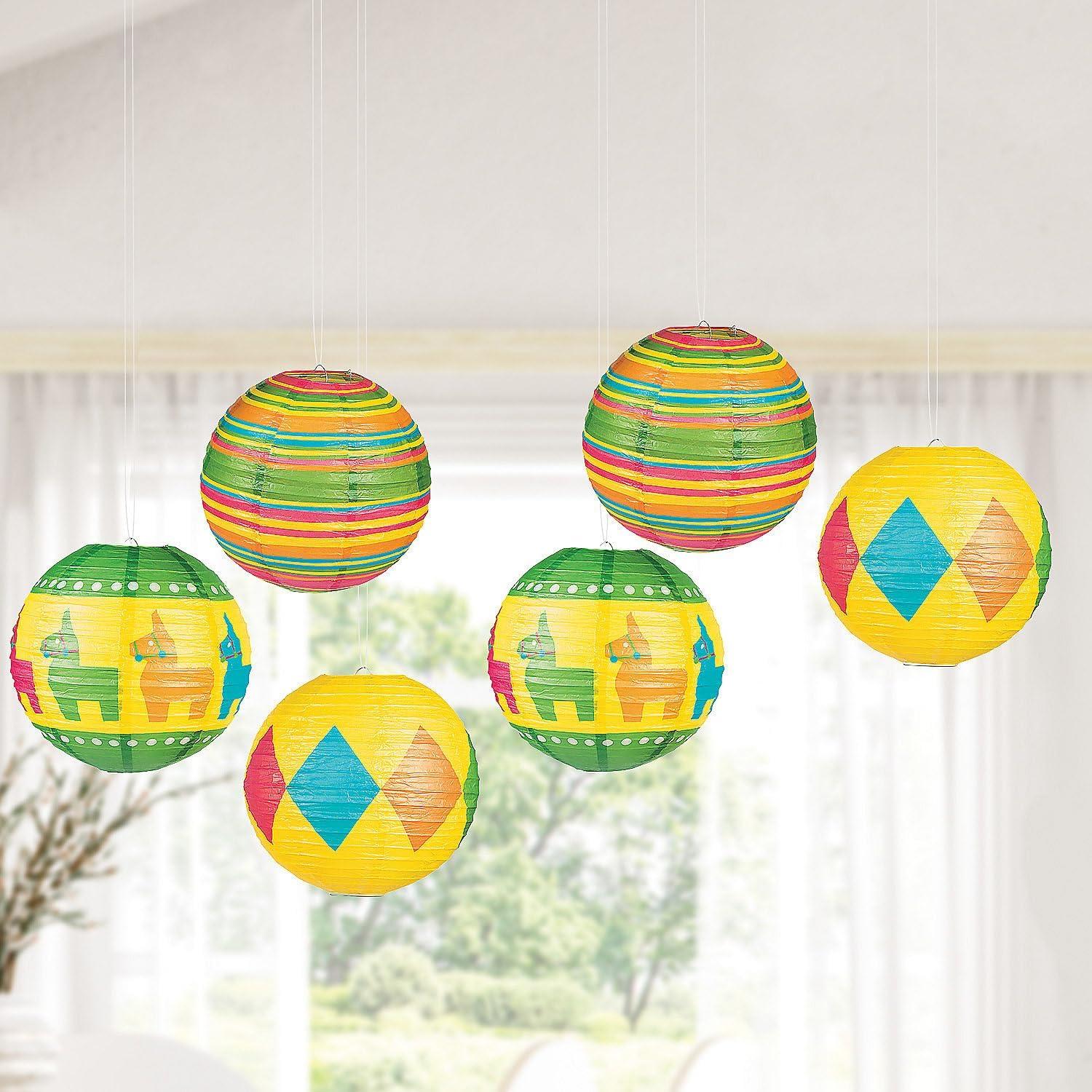 imageFun Express Fiesta Hanging Paper Lanterns  Set of 6  Colorful Cinco de Mayo Party Decor  12quot Lanterns for Festive Celebrations
