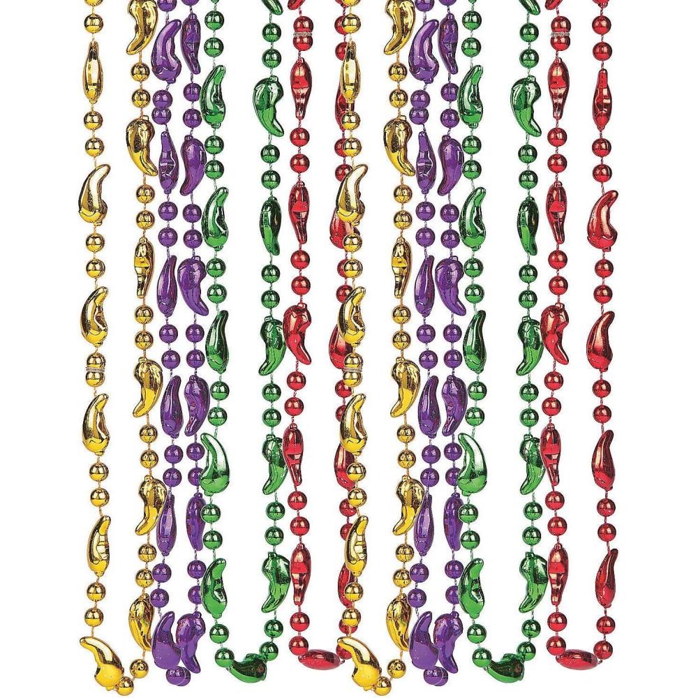 imageFun Express Chili Pepper Beaded Necklaces  Colorful Cinco de Mayo ampamp Mardi Gras Jewelry  Vibrant Shaped Motif Necklaces for Party Favors Celebrations ampamp Festive Events  12 Pieces