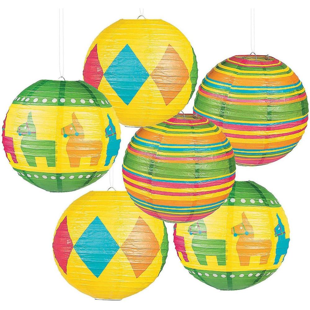 imageFun Express Fiesta Hanging Paper Lanterns  Set of 6  Colorful Cinco de Mayo Party Decor  12quot Lanterns for Festive Celebrations