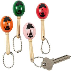 Fun Express – Mini Wooden Maraca Key Chains for Cinco de Mayo – Apparel Accessories – Novelty Key Chains – 12 Pieces