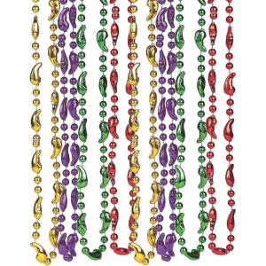 Fun Express Chili Pepper Beaded Necklaces – Colorful Cinco de Mayo & Mardi Gras Jewelry – Vibrant Shaped Motif Necklaces for Party Favors Celebrations & Festive Events – 12 Pieces