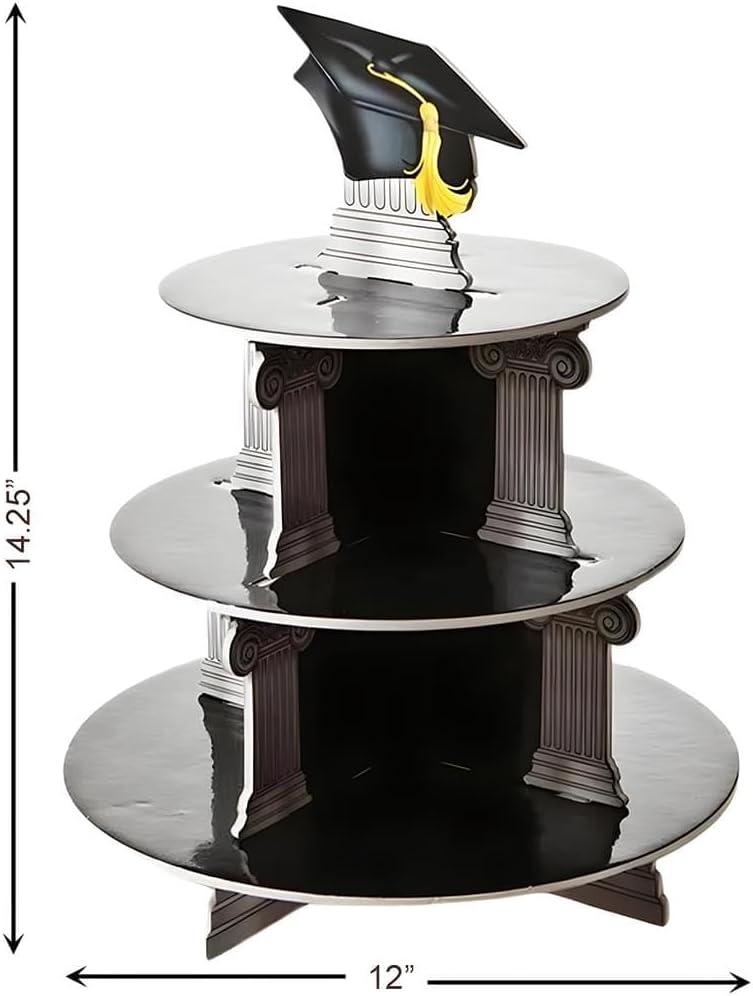 imageGraduation Cupcake Holder 3 Tiers Grad Party Supplies Black