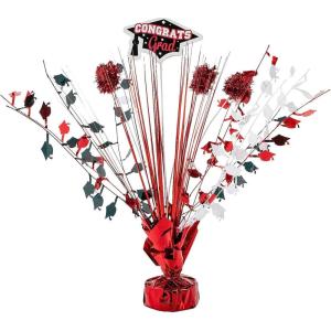 14″ Red Graduation Party Spray-Style Plastic Tabletop Centerpiece