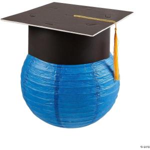 Hanging Paper Lantern with Graduation Cap Decorating Kit – 12 Pieces – Great for Graduation Celebration Parties (Blue)(Blue)