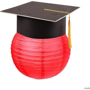 Hanging Paper Lantern with Graduation Cap Decorating Kit – 12 Pieces – Great for Graduation Celebration Parties (Blue)(Red)