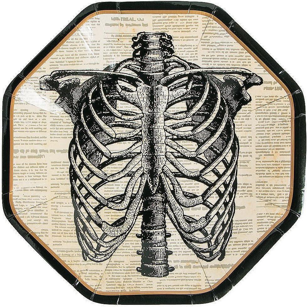 imageFun Express Vintage Halloween Party Skeleton Octagonal Paper Dessert Plates  Disposable Tableware Paper Plates  Vintage Theme Party Birthday Wedding Anniversary Decorations  8 Pieces