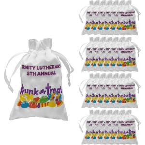 Fun Express Personalized Religious Mini Trunk-or-Treat Satin Drawstring Bags – 4″ x 6″, 24 Pieces