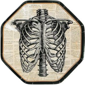 Fun Express Vintage Halloween Party Skeleton Octagonal Paper Dessert Plates – Disposable Tableware Paper Plates – Vintage Theme Party Birthday Wedding Anniversary Decorations – 8 Pieces