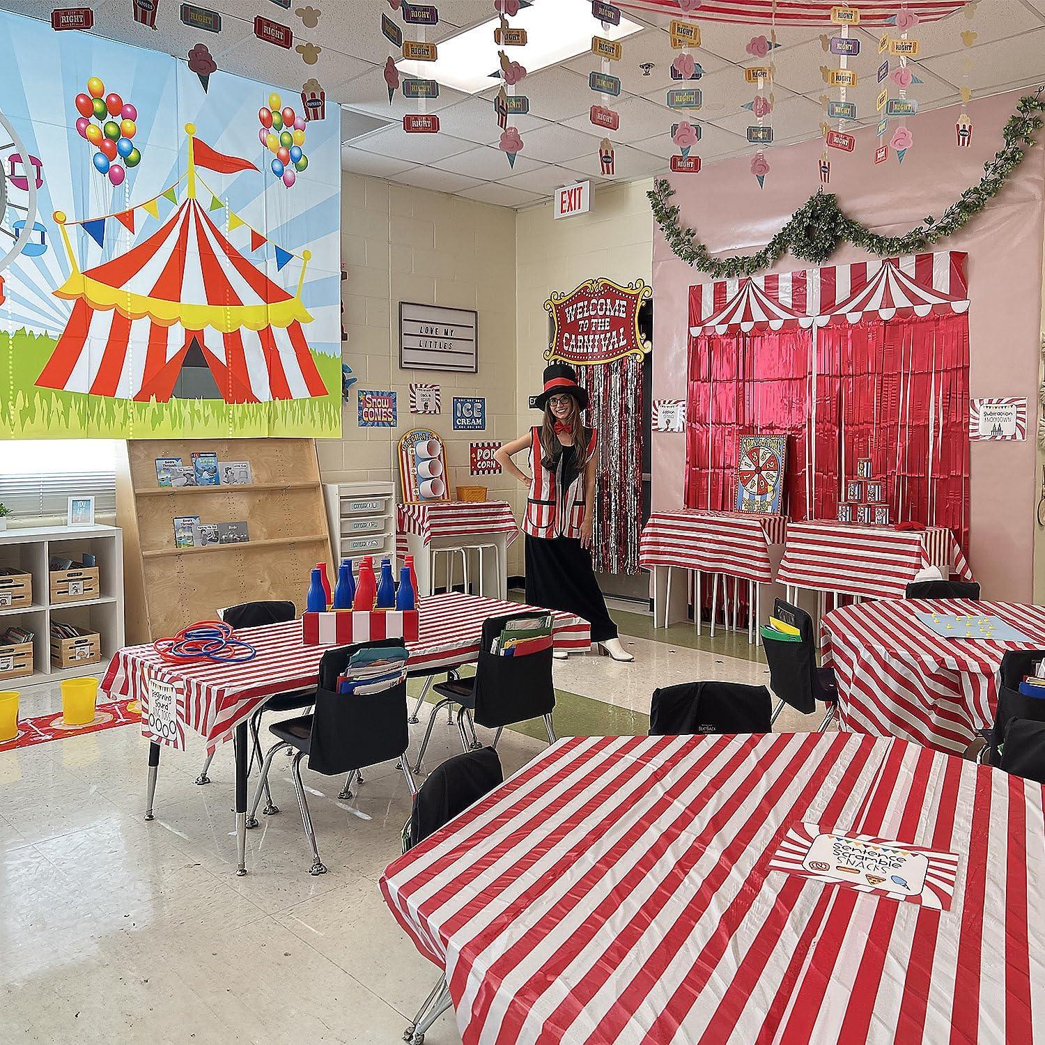 imageFun Express Carnival Foil Door Curtain Decor Over 7 feet Long Circus Party Decorations for Events and Birthdays