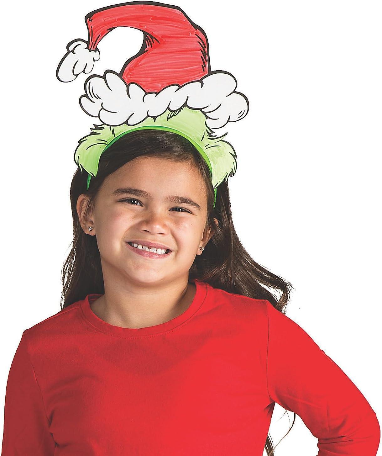 imageFun Express Color Your Own Dr Seuss The Grinch Headbands 12 Pack  Christmas Party Crafts for Kids  DIY Holiday Activities ampamp Birthday Decorations  Cardstock Design with Adjustable Band