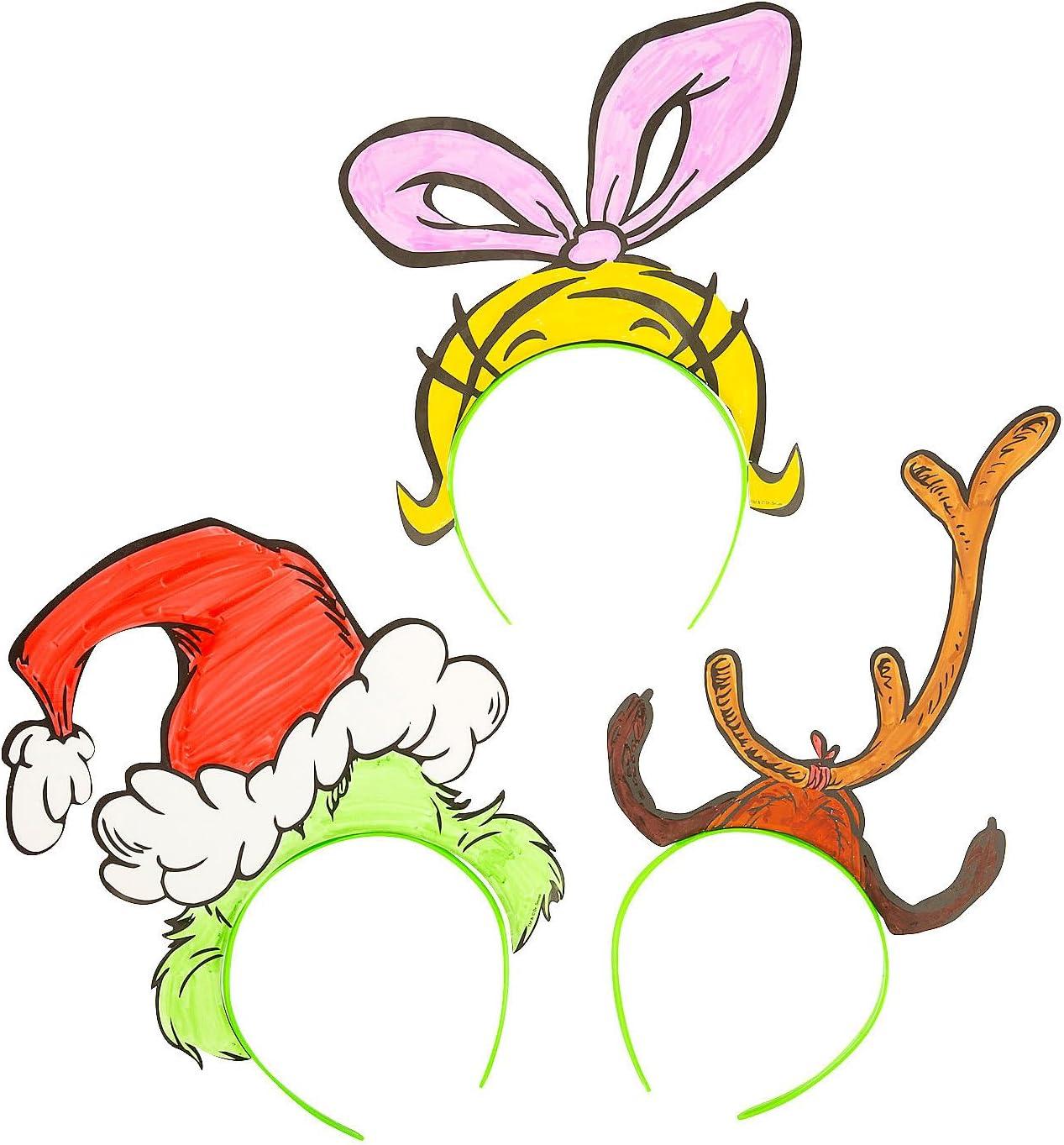 imageFun Express Color Your Own Dr Seuss The Grinch Headbands 12 Pack  Christmas Party Crafts for Kids  DIY Holiday Activities ampamp Birthday Decorations  Cardstock Design with Adjustable Band