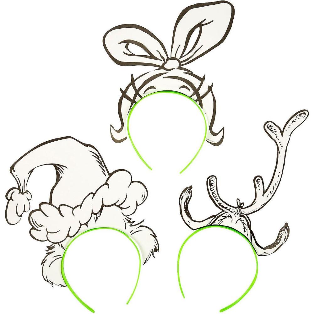 imageFun Express Color Your Own Dr Seuss The Grinch Headbands 12 Pack  Christmas Party Crafts for Kids  DIY Holiday Activities ampamp Birthday Decorations  Cardstock Design with Adjustable Band