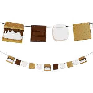 Fun Express 7 Ft. S’Mores Party Garland Banner – Brown & White Cardstock Decor for S’Mores Parties Outdoor Celebrations & Campfires – Perfect for Themed Parties & Special Occasions – 1 Pieces