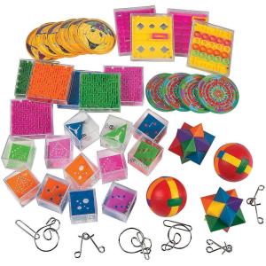 Fun Express Brain Teaser Games Assortment Kit – Bulk 50 Piece Set – Goodie Bags, Party Favor, Handouts, Easter and Stocking Stuffers for Girls and Boys 8 – 12