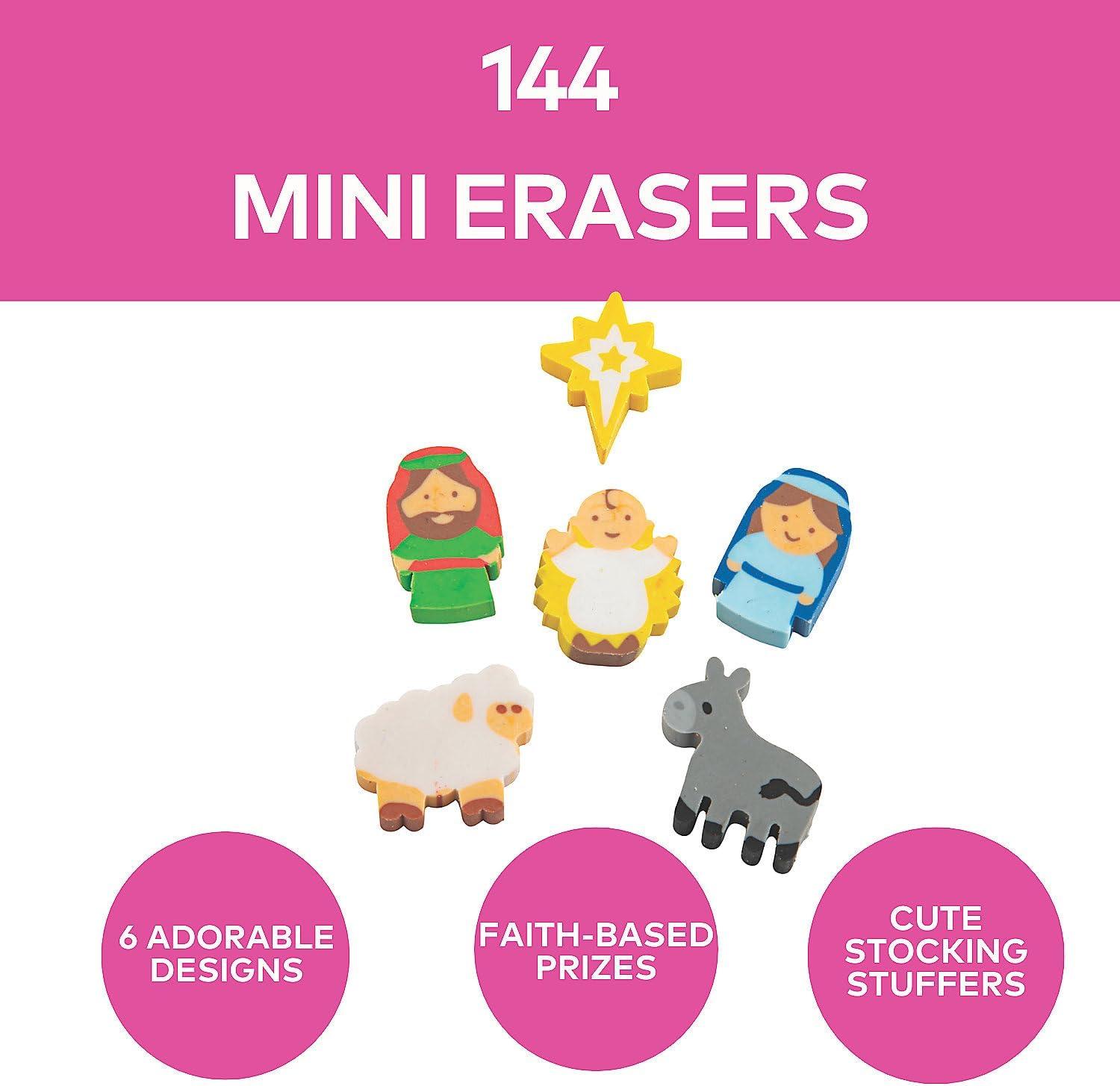 imageBulk Mini Nativity Eraser Assortment 144 Pieces Christmas Party Favors Stocking Stuffers and Giveaways