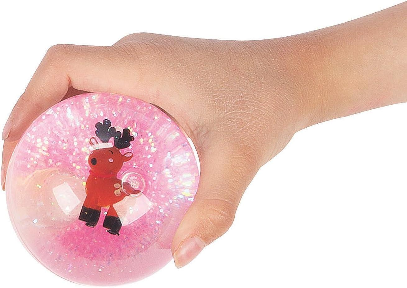 imageFun Express Christmas Bouncy Balls for Kids Party Favors 12 Pack Glitter Water Filled Holiday Bounce Balls with Santa Snowman Characters Perfect Stocking Stuffers ampamp Goodie Bag Toys for Ages 48
