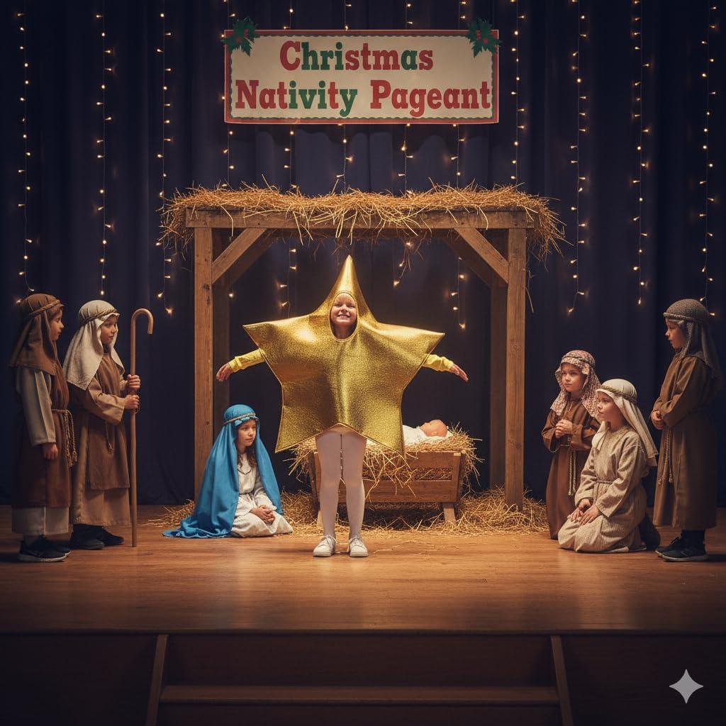 imageFun Express Gold Star Costume for Kids Premium Foam Star Shaped Outfit for Christmas Nativity Plays School Pageants ampamp Holiday Performances One Size Fits Most Children Up to Size 14