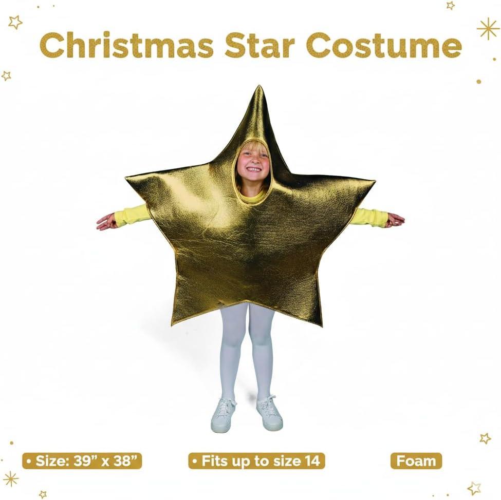 imageFun Express Gold Star Costume for Kids Premium Foam Star Shaped Outfit for Christmas Nativity Plays School Pageants ampamp Holiday Performances One Size Fits Most Children Up to Size 14