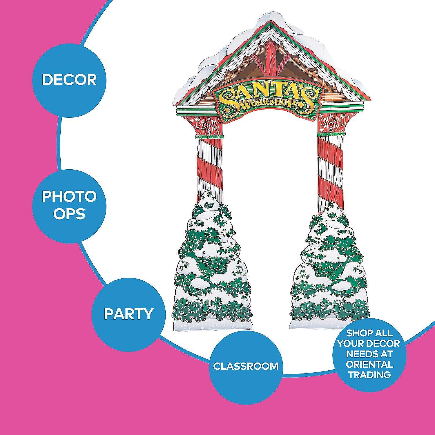 imageFun Express Santas Workshop 3D Arch Christmas Party Decorations Large 75x115 ft Cardboard Stand Up Archway for Holiday Photo Booth Props ampamp North Pole Entrance Decor Professional Event Supplies