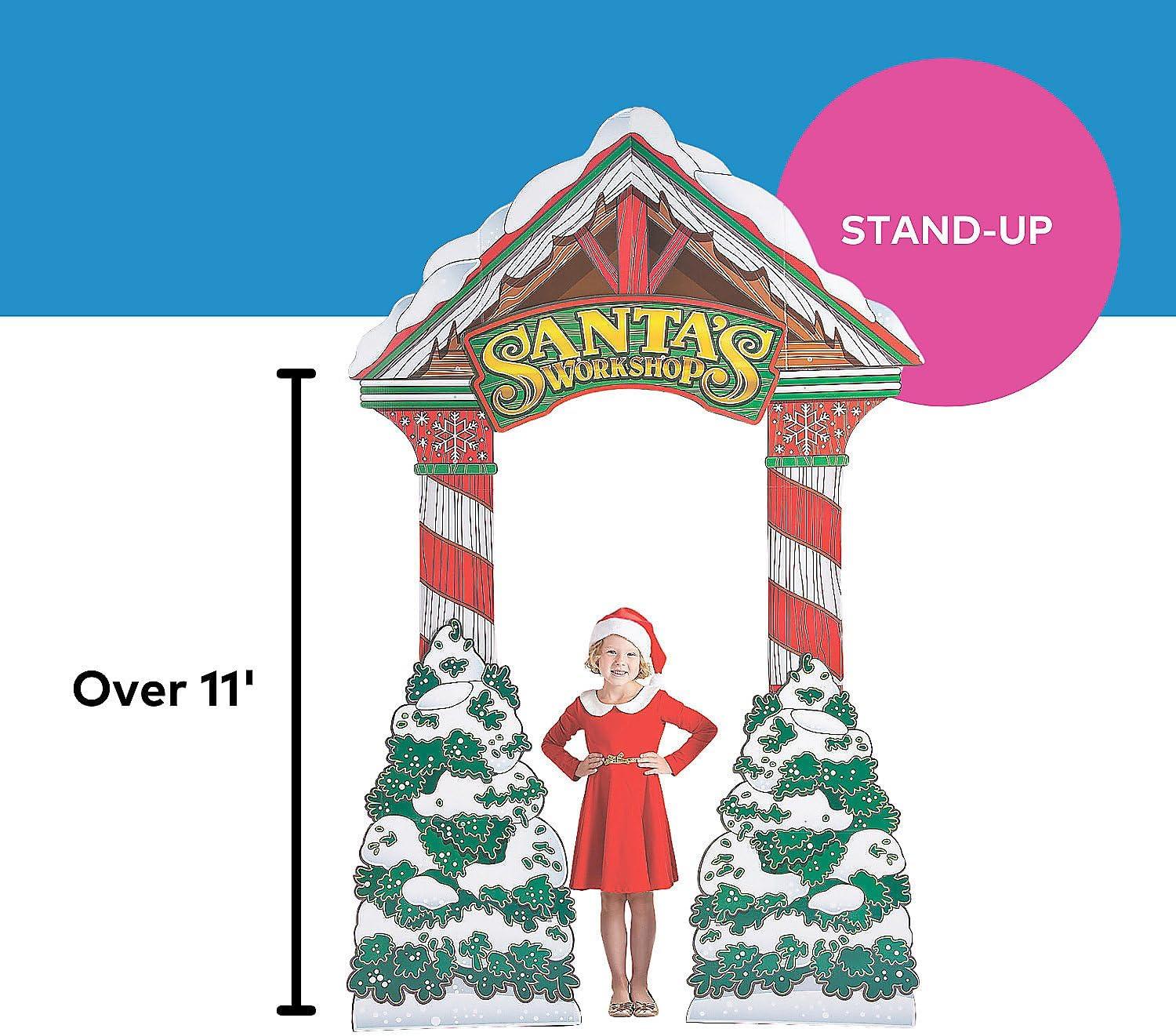 imageFun Express Santas Workshop 3D Arch Christmas Party Decorations Large 75x115 ft Cardboard Stand Up Archway for Holiday Photo Booth Props ampamp North Pole Entrance Decor Professional Event Supplies