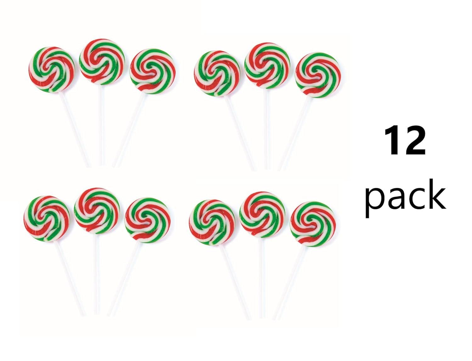 imageFun Exprses 12 pieces Holiday Swirl Lollipops Christmas Red ampamp Green 2 Inch Swirl Suckers
