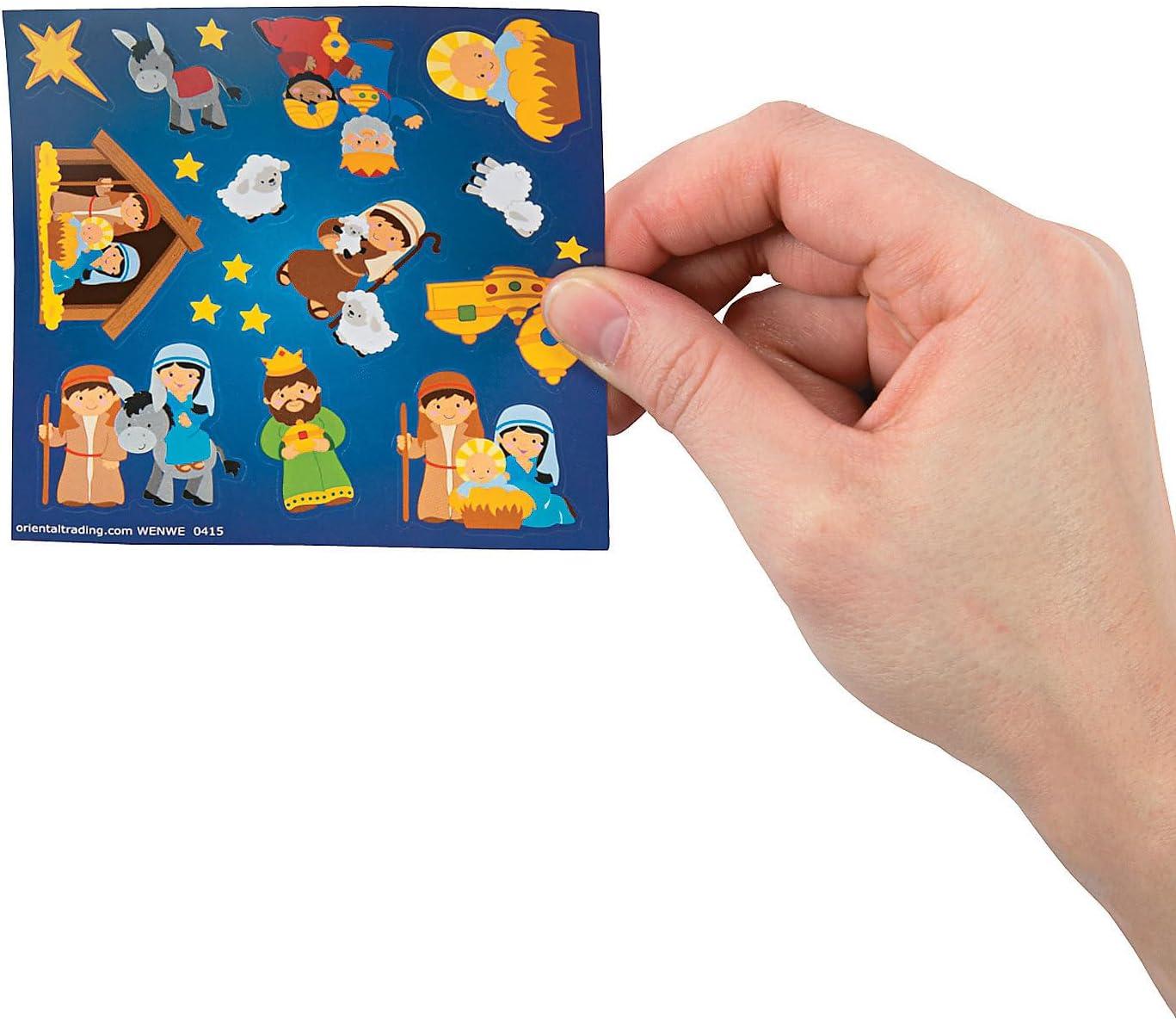 imageNativity Treat Pack Stickers Bulk Set of 50 Sheets Christmas Supplies and Stocking Stuffers