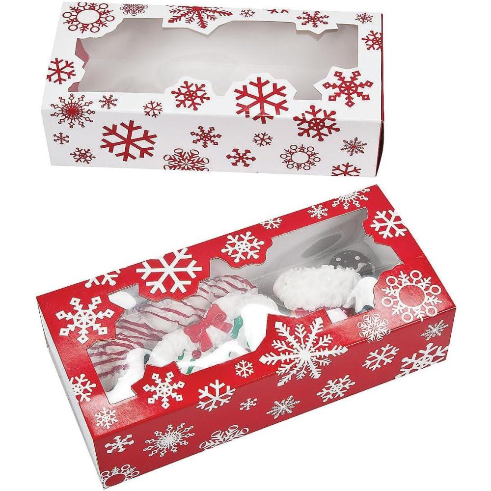 imageChristmas Snowflake Cookie Treat Boxes 12 Bakery Boxes Holiday Party Supplies