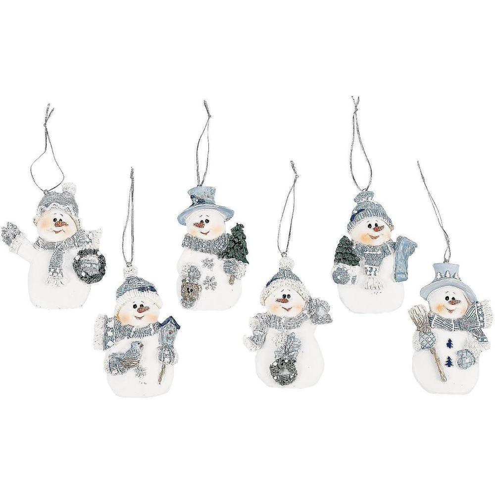 imageFun Express Christmas Ornaments Set of 12 Blue Snowman Decorations with HandPainted Resin Design Traditional Holiday Tree Ornaments for Kids ampamp Adults Perfect for 2025 Christmas Decor