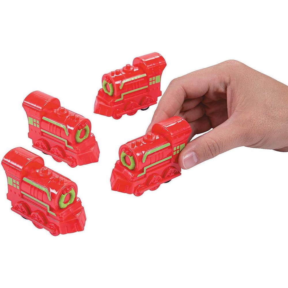 imageFun Express Christmas Train Pullback Racer Toys  HolidayThemed Pullback Cars for Kids  Stocking Stuffers Party Favors or Classroom Rewards  Fun Engaging for Boys Girls Assorted Colors  12 Pieces