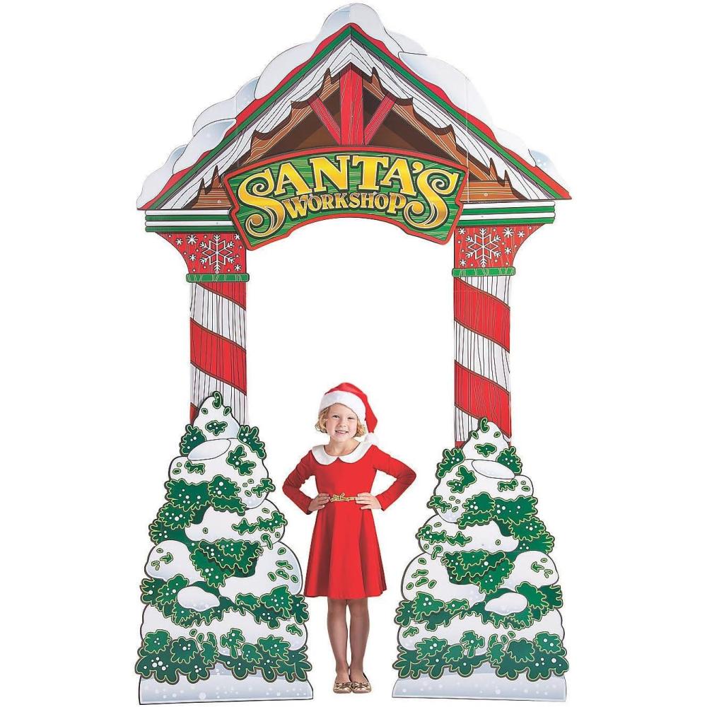 imageFun Express Santas Workshop 3D Arch Christmas Party Decorations  Large 75x115 ft Cardboard Stand Up Archway for Holiday Photo Booth Props ampamp North Pole Entrance Decor  Professional Event Supplies