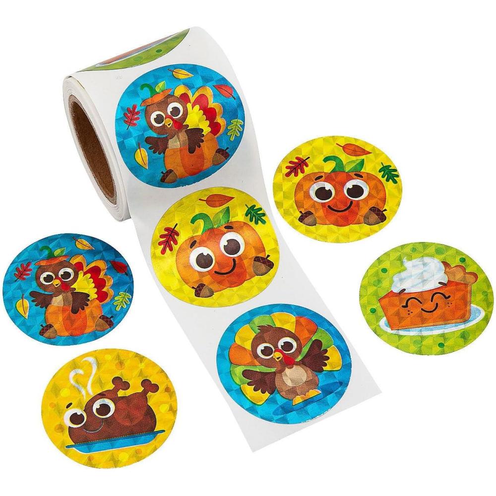 imageFun Express Thanksgiving Character Prism Sticker Roll  100 Pc