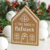 Religious “This House Believes” Gingerbread Wood Tabletop Sign – 5″ x 7″ (1 Pc.) – Festive Design, Perfect for Holiday Decor and Christmas Celebrations