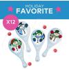 Snowman Paddle Ball Games – Set of 12 – Christmas Toy Game and Stocking Stuffer