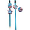 Fun Express 1 1/4″ x 1 1/2″ Bulk 48 Pieces Patriotic Themed Rubber Pencil Charms Assortment