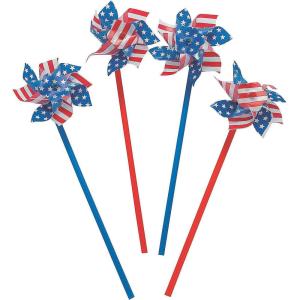 4 1/4″ USA Stars and Stripes American Flag Pinwheels, 36 Piece, Great for Memorial Day, 4th of July, Veterans Day and Any Patriotic Event