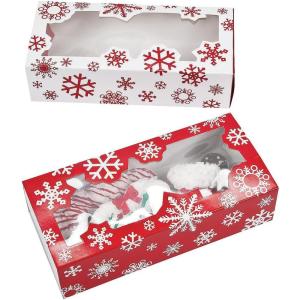 Christmas Snowflake Cookie Treat Boxes – 12 Bakery Boxes – Holiday Party Supplies