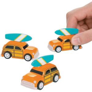 Fun Express – Woody Pullback Vehicles – Fun Toy Cars Boats & Racers with Pullback Action – Engaging Play for Kids – Durable Plastic Construction – Ideal for Party Favors Stocking Stuffers – 12 Pieces