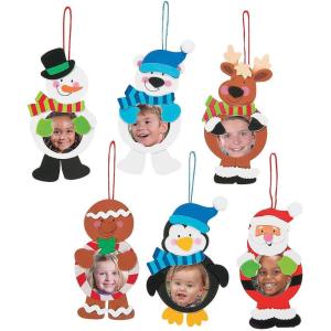 Fun Express Christmas Character Picture Frame Ornament Craft Kits – Makes 12- Holiday Crafts for Kids