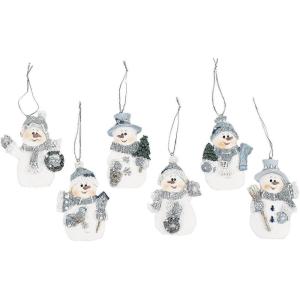 Fun Express Christmas Ornaments Set of 12 – Blue Snowman Decorations with Hand-Painted Resin Design | Traditional Holiday Tree Ornaments for Kids & Adults | Perfect for 2025 Christmas Decor