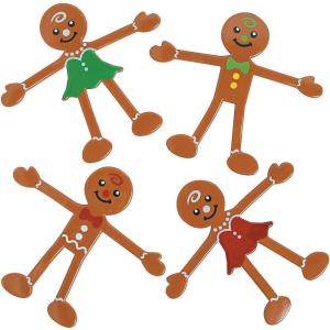Fun Express Gingerbread Bendables Christmas Stocking Stuffers – 24 Pack Bulk Kids Toys for Party Favors, Classroom Prizes Flexible Vinyl Mini Toys for Treasure Box Rewards