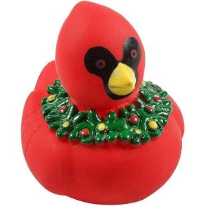 Fun Express Red Christmas Cardinal with Wreath Vinyl Ducks – 2″ (Pack of 12) – Perfect Party Favors for Holiday Events, Office Parties, or Christmas Celebrations